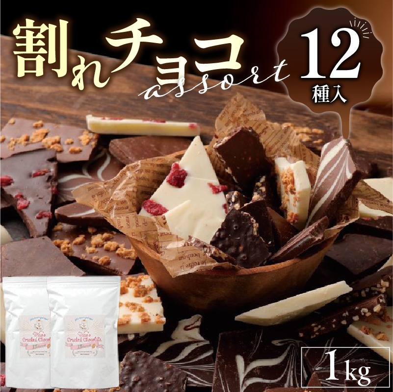 割れチョコアソート　12種（準チョコレート）1kg_Dw005